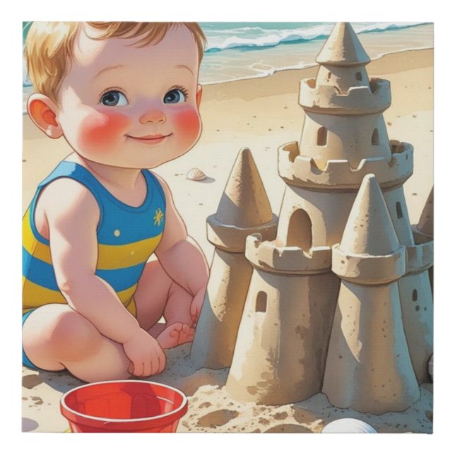 Beach Baby Faux Canvas Print (Front)
