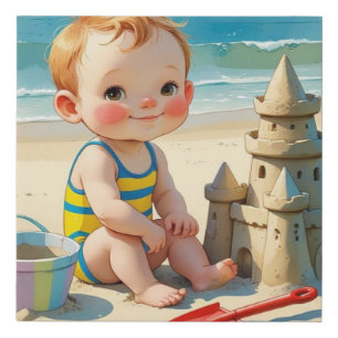 Beach Baby Faux Canvas Print