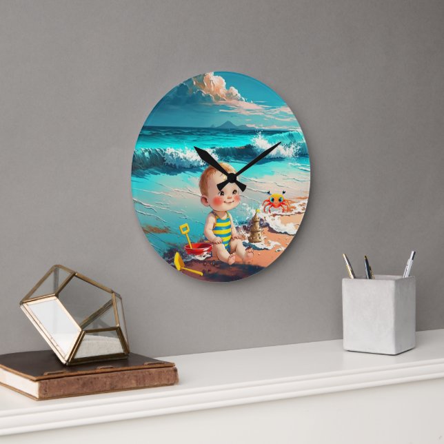 Beach Baby Large Clock (Office)