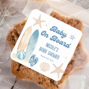 Beach Baby On Board Baby Shower Square Sticker