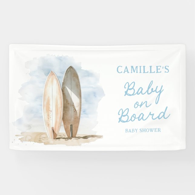 Beach Baby on Board Boy Baby Shower Banner (Horizontal)