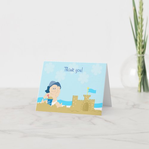 Beach Baby Sand Castle Boy Folded Thank you note