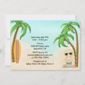 Beach Baby Sandcastle and Surfboard Baby Shower Invitation (Back)