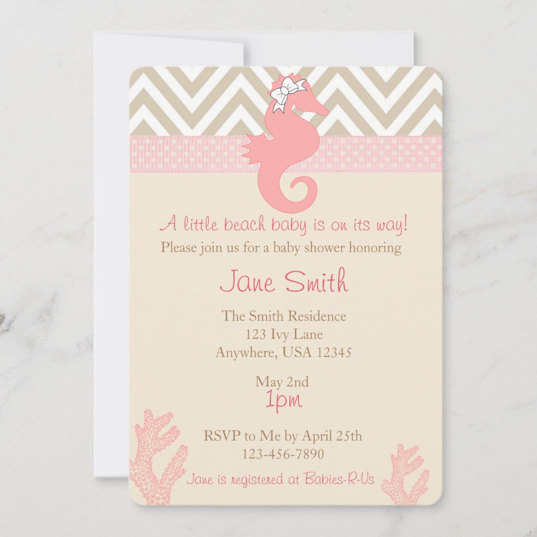 Beach Baby Seahorse Baby Shower Invitation Zazzle