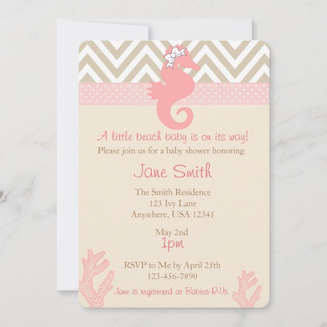 Beach Baby Seahorse Baby Shower Invitation (Front)