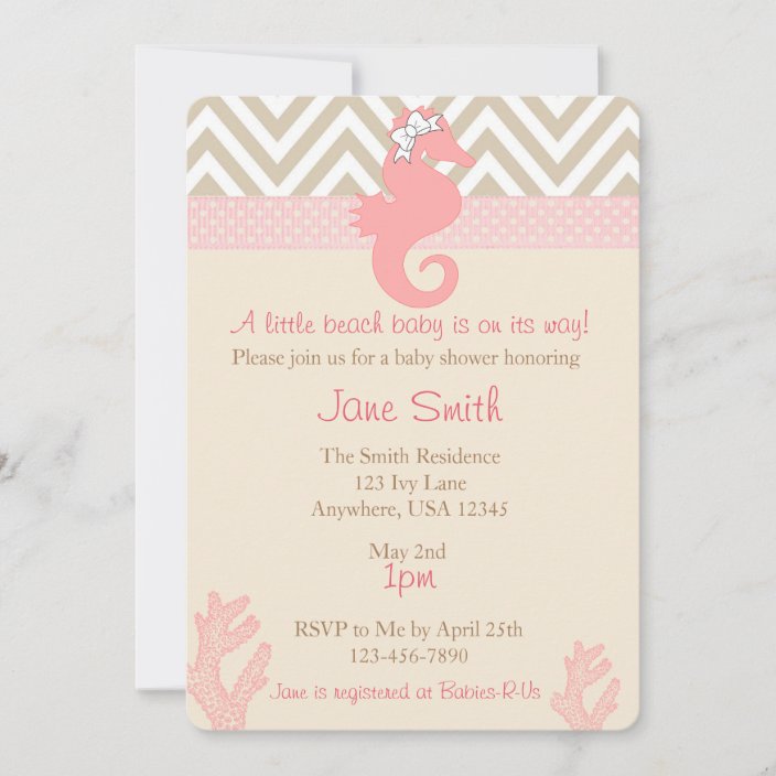 Beach Baby Seahorse Baby Shower Invitation Zazzle Com