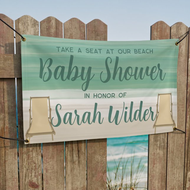 Beach Baby Shower Banner (Take a seat at your Beach Baby Shower. Cute banner with space for your name.)