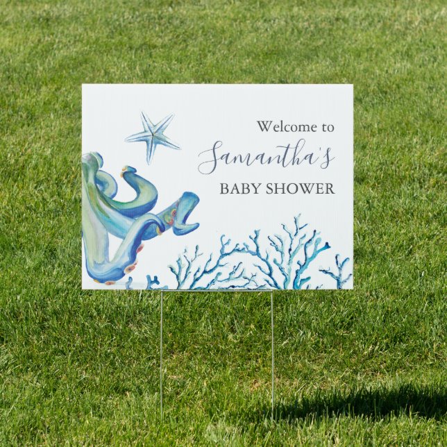 Beach Baby Shower Boy Themes Yard Sign (Insitu)