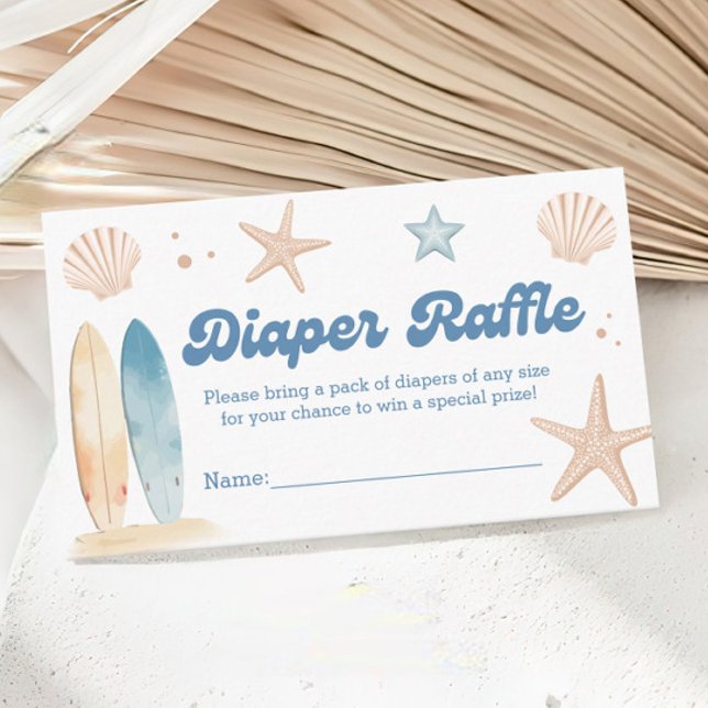 Beach Baby Shower Diaper Raffle Tickets Enclosure Card (Creator Uploaded)