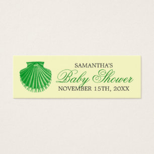 Beach Baby Shower Favor Tag Scallop Shell Green