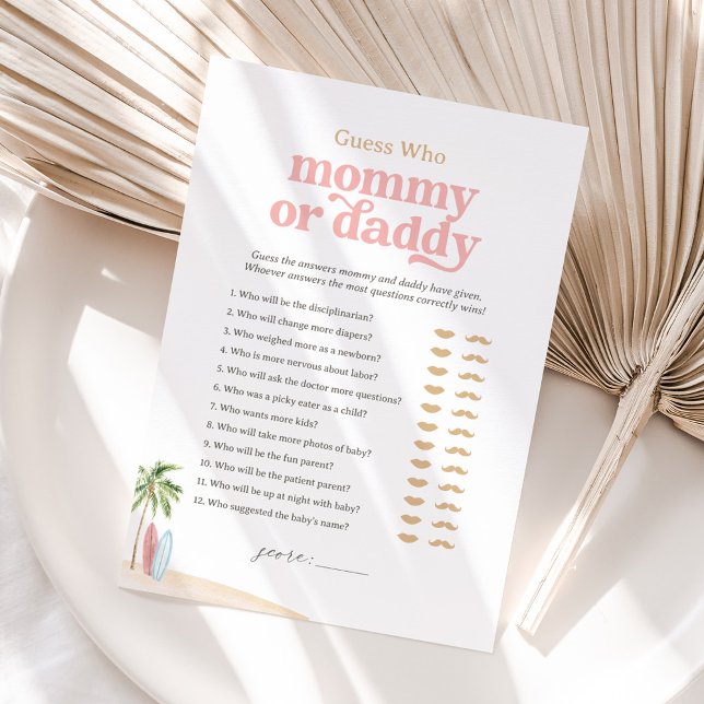 Beach Baby Shower Guess Who Mommy or Daddy Game Invitation (Creator Uploaded)