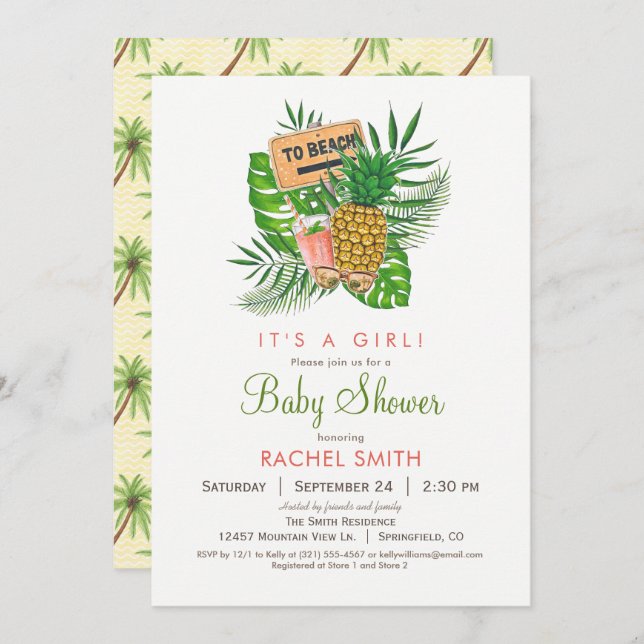 Beach Baby Shower Invitation (Front/Back)
