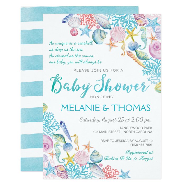 beach baby shower invitations