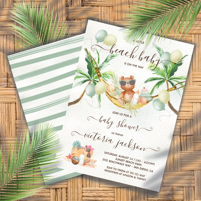 Beach Baby Shower Tropical Hammock Invitation (Creator Uploaded)