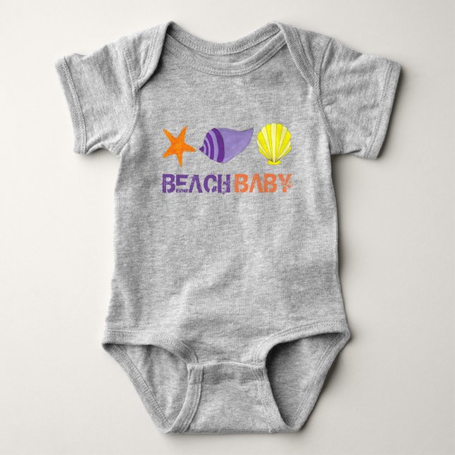 BEACH BABY Vacation Starfish Sea Shell Seashell Baby Bodysuit (Front)