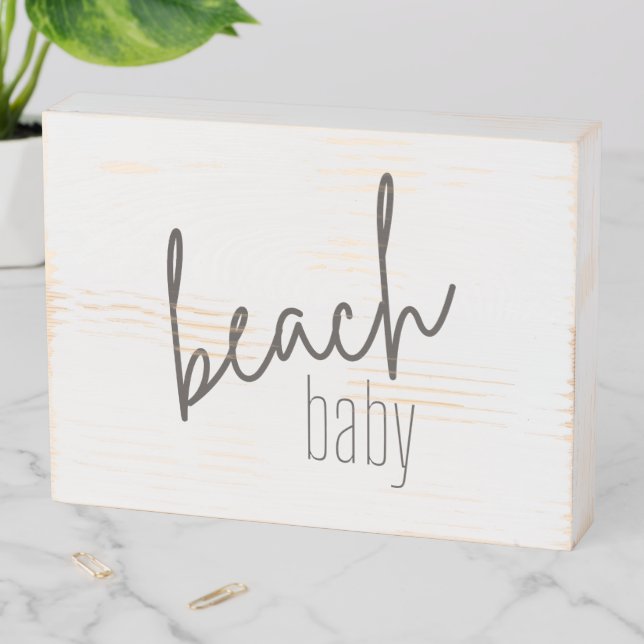 beach baby. Wood Box Wall Art Sign (In Situ Horizontal)