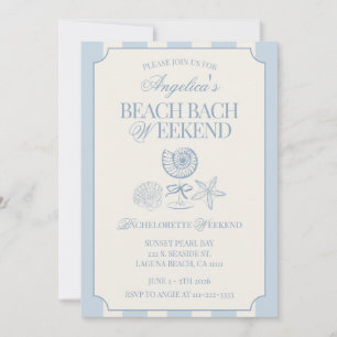 Beach Bach Weekend Bachelorette Itinerary and  Invitation