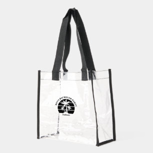 Beach Bachelor Island Wedding Black Palm Tree Clear Tote Bag
