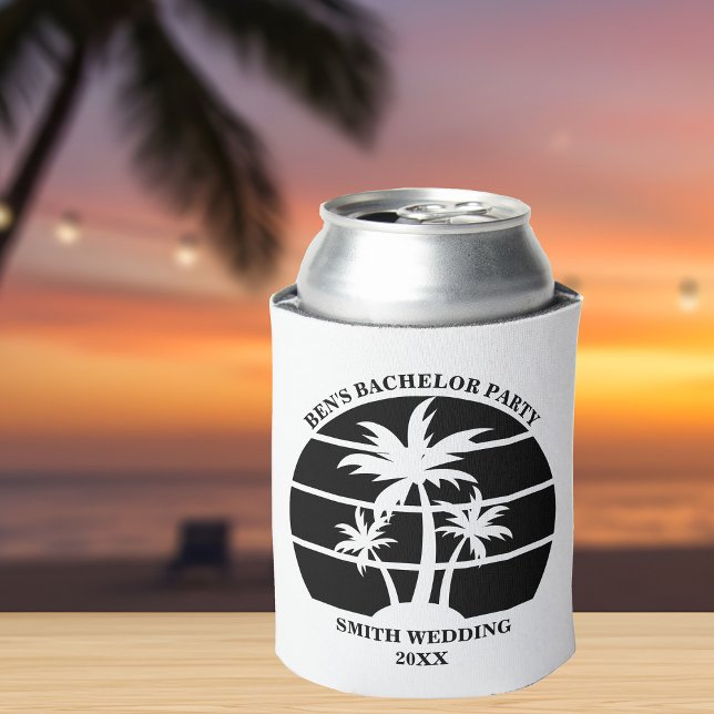 Beach Bachelor Party Island Wedding Personalized Can Cooler (Creator Uploaded)