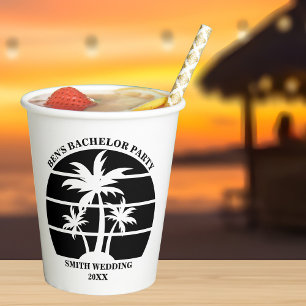 Beach Bachelor Party Island Wedding Personalized Paper Cups
