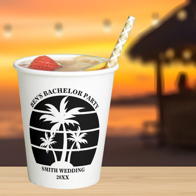 Beach Bachelor Party Island Wedding Personalized Paper Cups (Creator Uploaded)