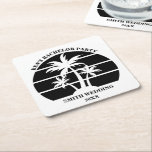 Beach Bachelor Party Island Wedding Personalized Square Paper Coaster<br><div class="desc">Cool black palm trees on a stylish custom bachelor party or wedding paper coaster. Customize these tropical coasters for your destination wedding. They are perfect for the whole bridal party at an island getaway rehearsal dinner or for a maid of honor or best man.</div>