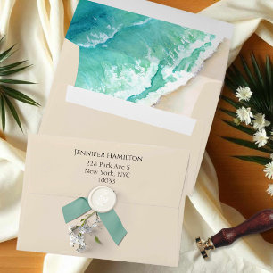 Beach Bachelorette Envelopes Watercolor Tropical