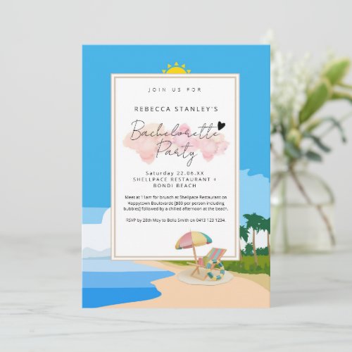 Beach Bachelorette Invitation to hens party 
