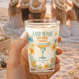 Beach Bachelorette Last Toast on the Coast Custom Shot Glass