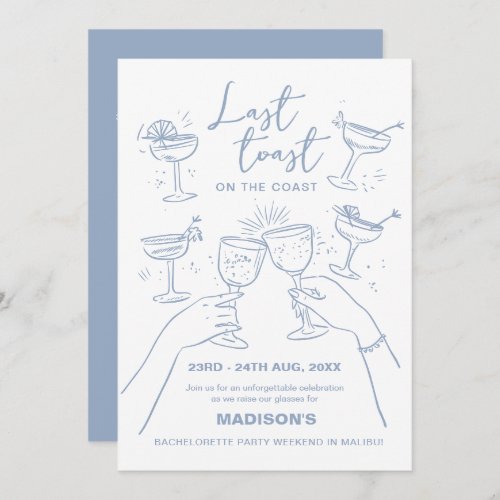 Beach Bachelorette Last Toast on the Coast Invitation