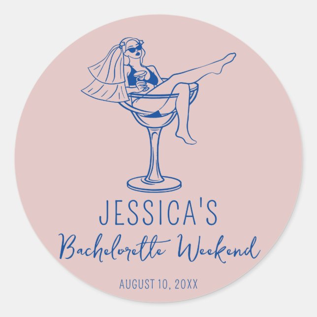 Beach Bachelorette marg bride favor sticker (Front)