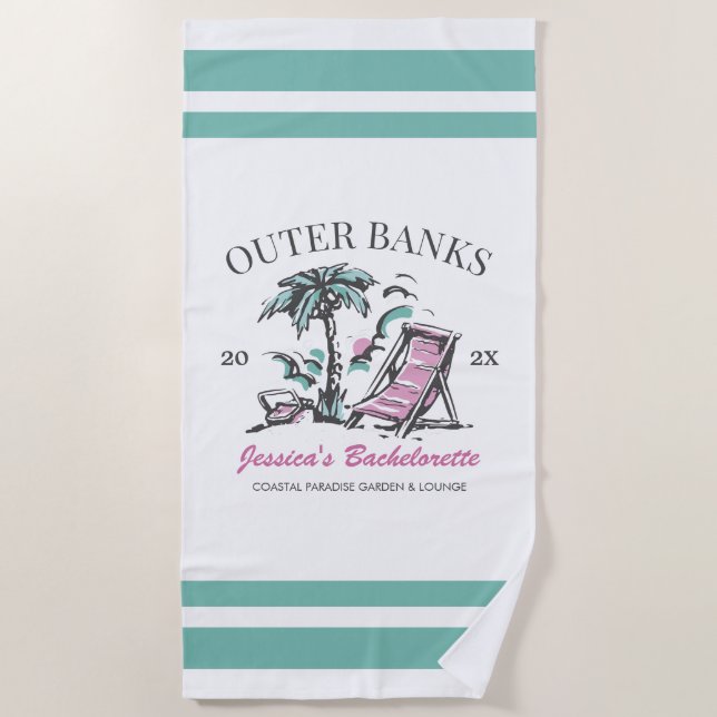 Beach Bachelorette Party Custom Bridesmaid Gift Towel (Front)
