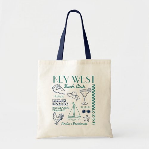 Beach Bachelorette Party Doodle Drawing Key West Tote Bag