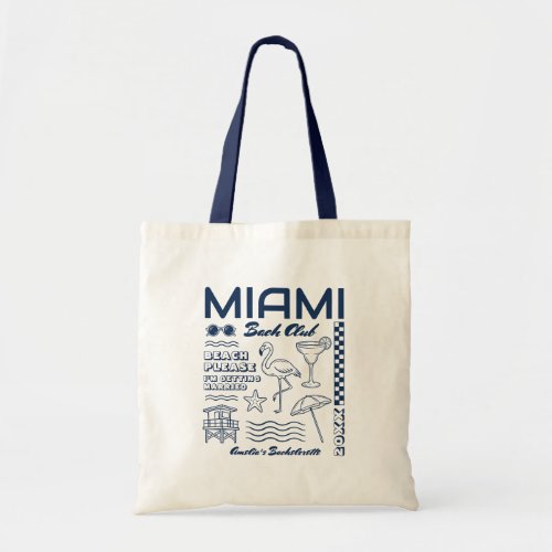 Beach Bachelorette Party Doodle Line Art Miami Tote Bag