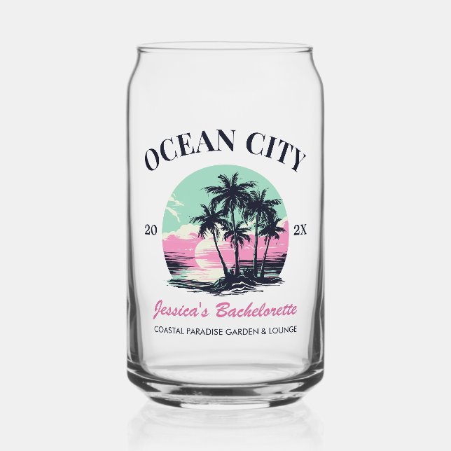 Beach Bachelorette Party Favor Bridesmaid Gift Can Glass (Front)