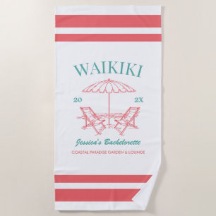 Beach Bachelorette Party Favor Personalized Text Towel