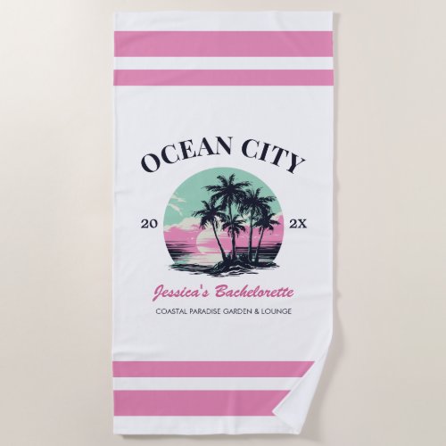 Beach Bachelorette Party Favor Pink Bridesmaid Beach Towel