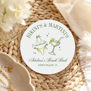 Beach Bachelorette Party Favor Social Club Classic Round Sticker