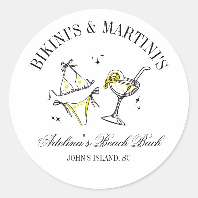 Beach Bachelorette Party Favor Social Club  Classic Round Sticker (Front)