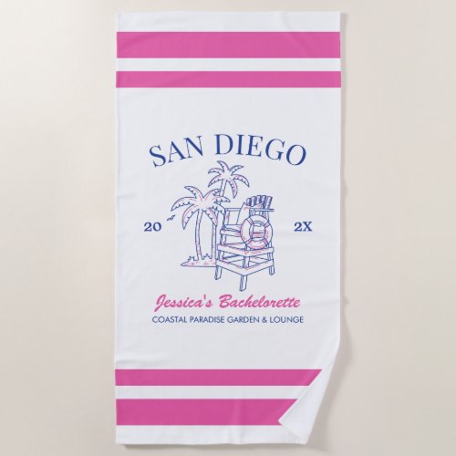 Beach Bachelorette Party Favor Vintage Gift Custom Beach Towel