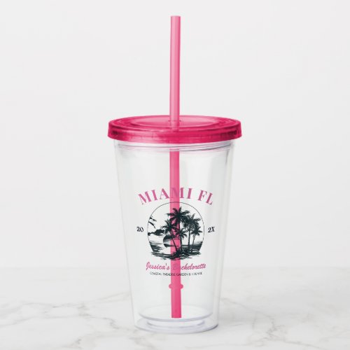 Beach Bachelorette Party Girls Weekend Trip Custom Acrylic Tumbler