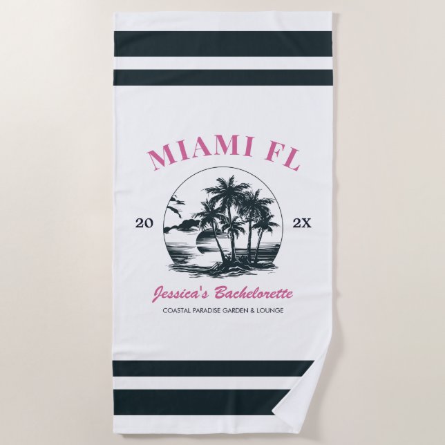 Beach Bachelorette Party Girls Weekend Trip Custom Beach Towel (Front)