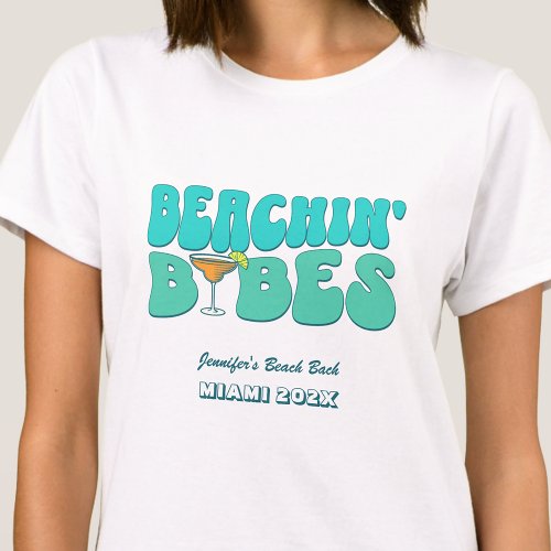 Beach Bachelorette Party Groovy Beachin Babes T_Shirt