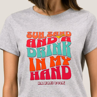 Beach Bachelorette Party Groovy Sun Sand Drink T-Shirt