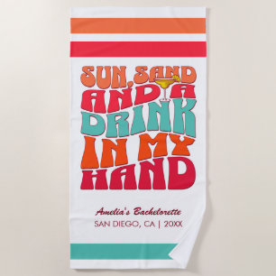 Beach Bachelorette Party Groovy Sun Sand Drink Towel