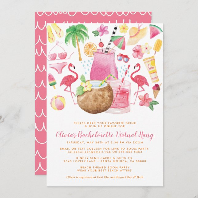 Beach Bachelorette Party Invitation (Front/Back)