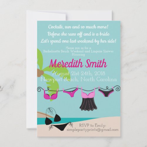 Beach Bachelorette Party Invitation