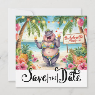 Beach Bachelorette Party Invitation for Hippo