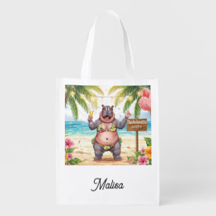 Beach Bachelorette Party Invitation for Hippo Grocery Bag
