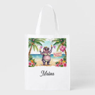 Beach Bachelorette Party Invitation for Hippo Grocery Bag